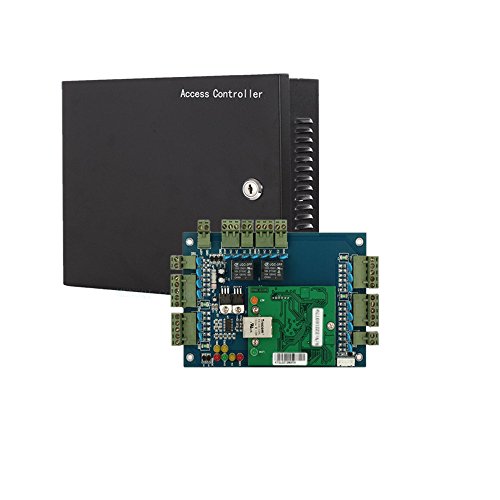 MENGQI-CONTROL 2 Doors Access Control System Core Control Components with Metal 5A 110V-240V Power Supply Box TCP/IP Network Access Control Panel Wiegand Controller,Computer Based Software,Remote Open
